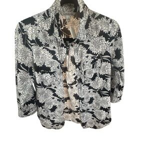 Coldwater Creek Black & White Floral Shirt Jacket